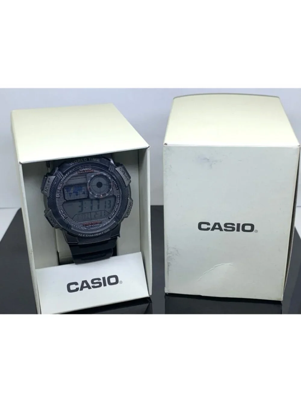 Casio Men's Watch AE1000W Black Resin Digital Quartz Sport World Time 3198 43mm